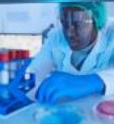 Male doctor working with medical analysis