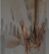Silhouette of business team standing hands together over city skyline