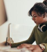 Female working at her desk 